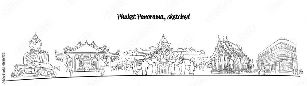Fototapeta premium Phuket Thailand Famous Places Banner Panorama