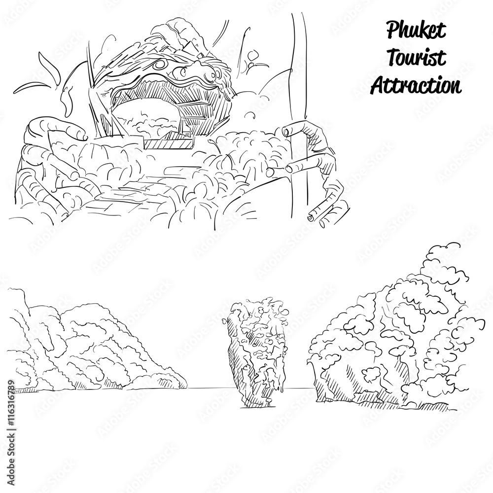 Obraz premium Phuket Famous Tousist Landmark Attractions