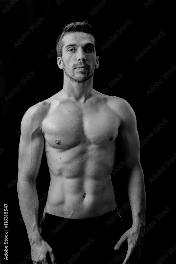 Muscular man in black and white 