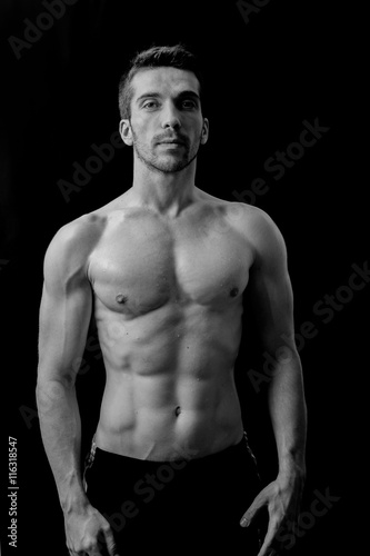 Muscular man in black and white 