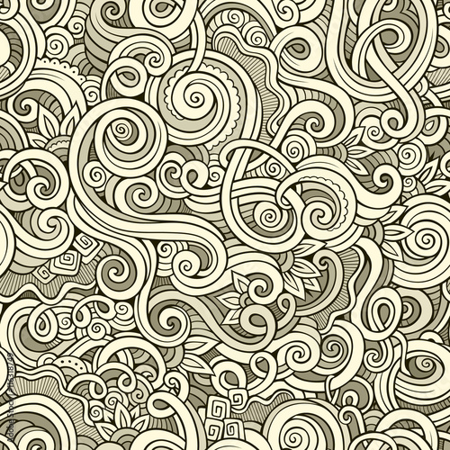 Decorative hand drawn doodle nature ornamental curl seamless pattern