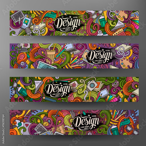 Cartoon vector doodles artistic banners
