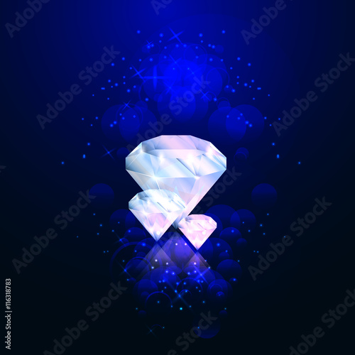 Brilliant diamond on the dark blue background for jewelry.