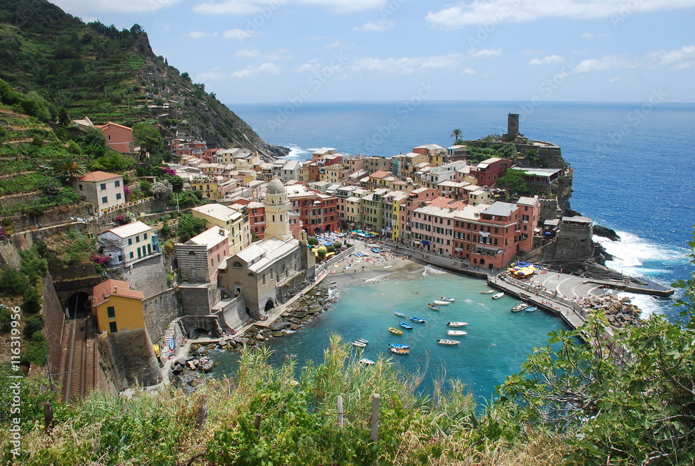 Blick auf das Dorf Vernazza, Cinque Terre