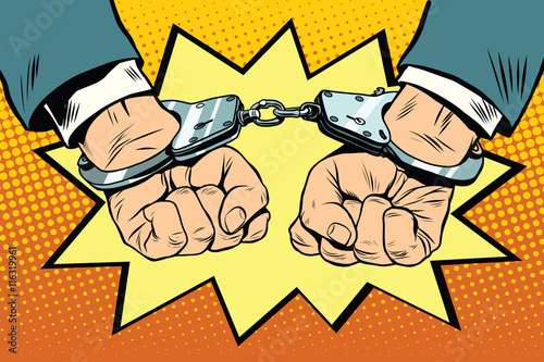 Arrest, hands cuffed