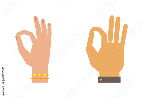 Okey hand success symbol, ok hand yes agreement. Ok hand signal business human agree. Best approval accept. Silhouette of hand showing symbol Ok finger thumb vector illustration.