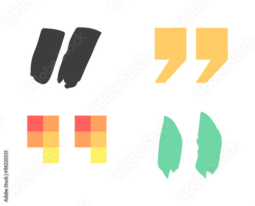 Quote sign icon text concept message bubble dialog symbol. Vector quotation mark symbol. Double quotes sign end of words. Circle buttons quote sign graphic talk double inverted label.