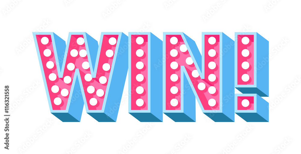 Win sign with colour confetti vector paper illustration. Success luck message contest promotion win text. Banner competition award lucky lottery word win text. Shop or web site reward gamble champion - obrazy, fototapety, plakaty 