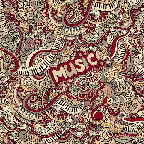 doodles music seamless pattern