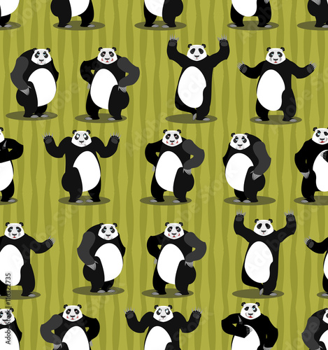 Fototapeta Naklejka Na Ścianę i Meble -  Panda seamless pattern. Chinese bear ornament. Set wild animal.