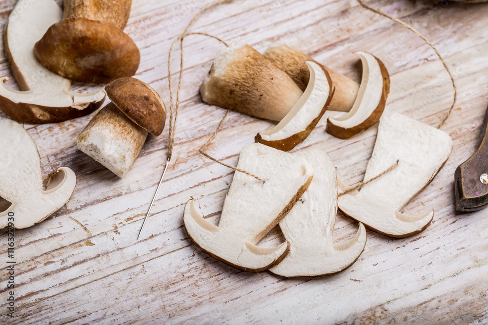 Boletus edulis (king bolete) prepared for drying Stock Photo Adobe Stock