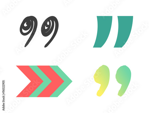 Quote sign icon text concept message bubble dialog symbol. Vector quotation mark symbol. Double quotes sign end of words. Circle buttons quote sign graphic talk double inverted label.