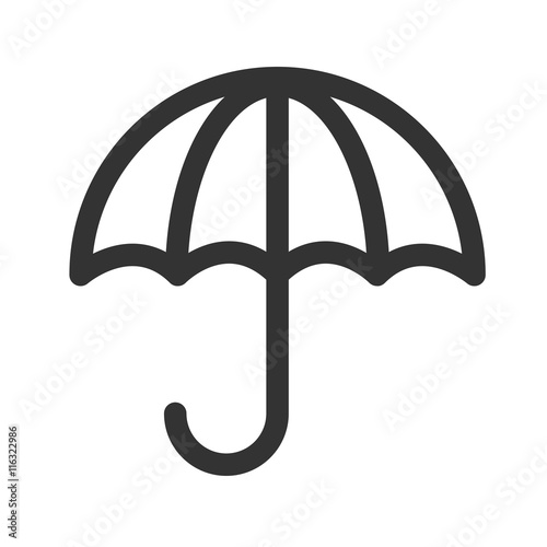 Umbrella icon. Simple flat logo of umbrella on white background. Umbrella symbol. Vector illustration.