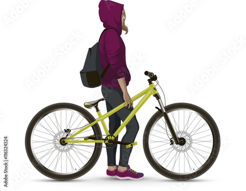 Girl with MTB bike.