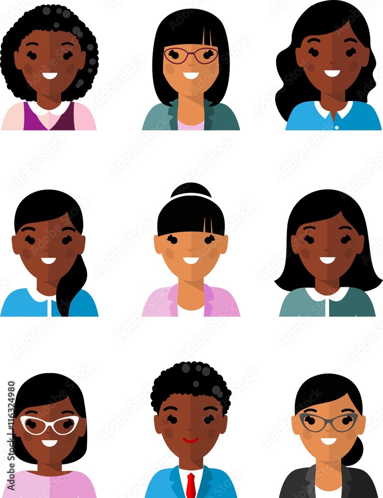 Occupation avatars of international different manager woman Occupation avatars of international different manager woman