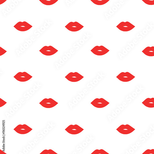 White background with red lips seamless pattern