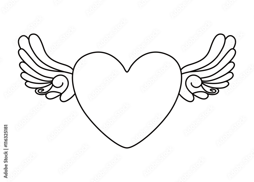 heart and wings tattoo isolated icon design, vector illustration graphic heart and wings tattoo isolated icon design, vector illustration graphic