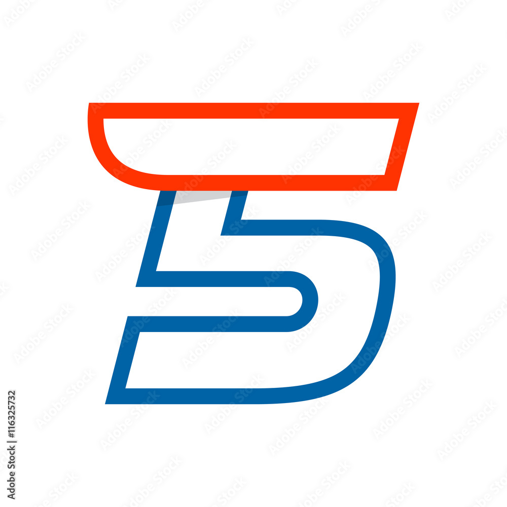 Number five logo with red wing. Number five logo with red wing.