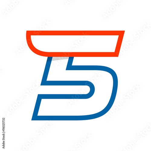 Number five logo with red wing.