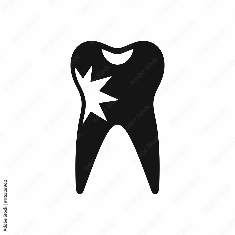 Cracked tooth icon in simple style isolated vector illustration Cracked tooth icon in simple style isolated vector illustration