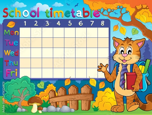 School timetable with cat