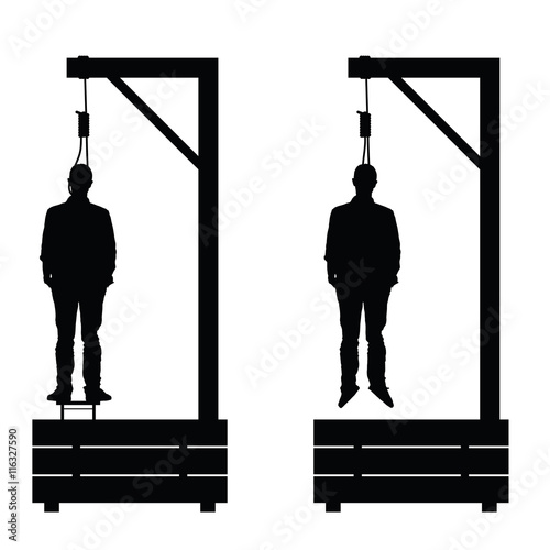 gallows set in black color with man on it illustration