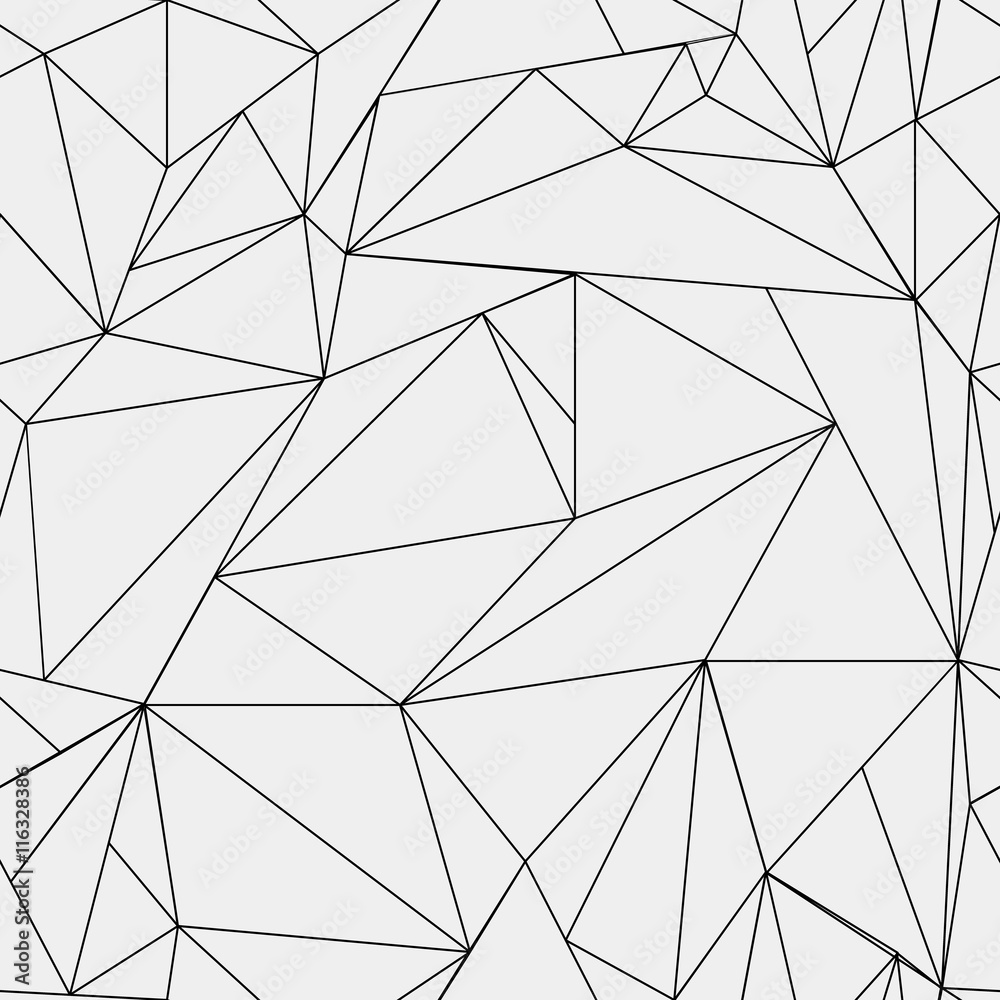 Fototapeta premium Geometryczny prosty czarno-biały wzór minimalistyczny, trójkąty lub witraże. Może być używany jako tapeta, tło lub tekstura.