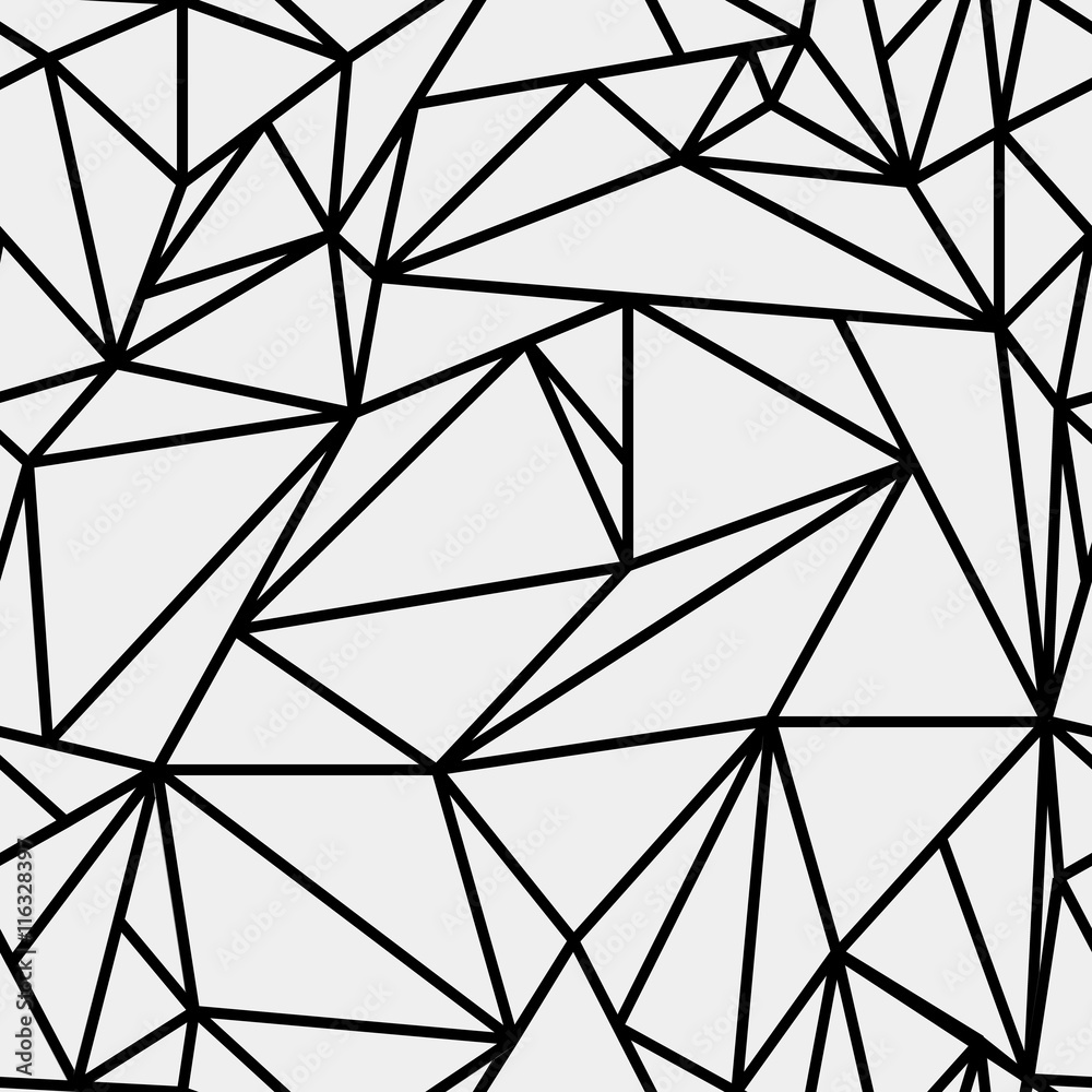 Geometric simple black and white minimalistic pattern, triangles or stained-glass window. Can be used as wallpaper, background or texture.