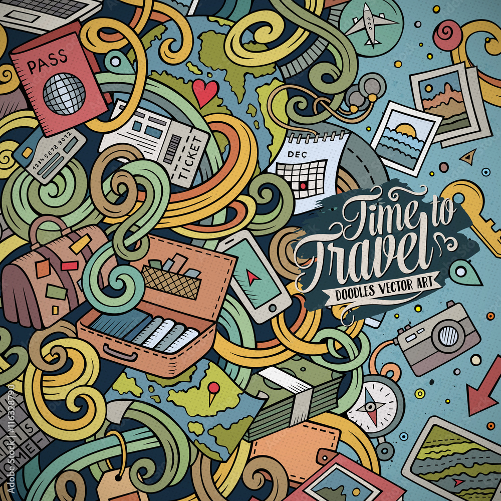 Cartoon cute doodles Travel frame design