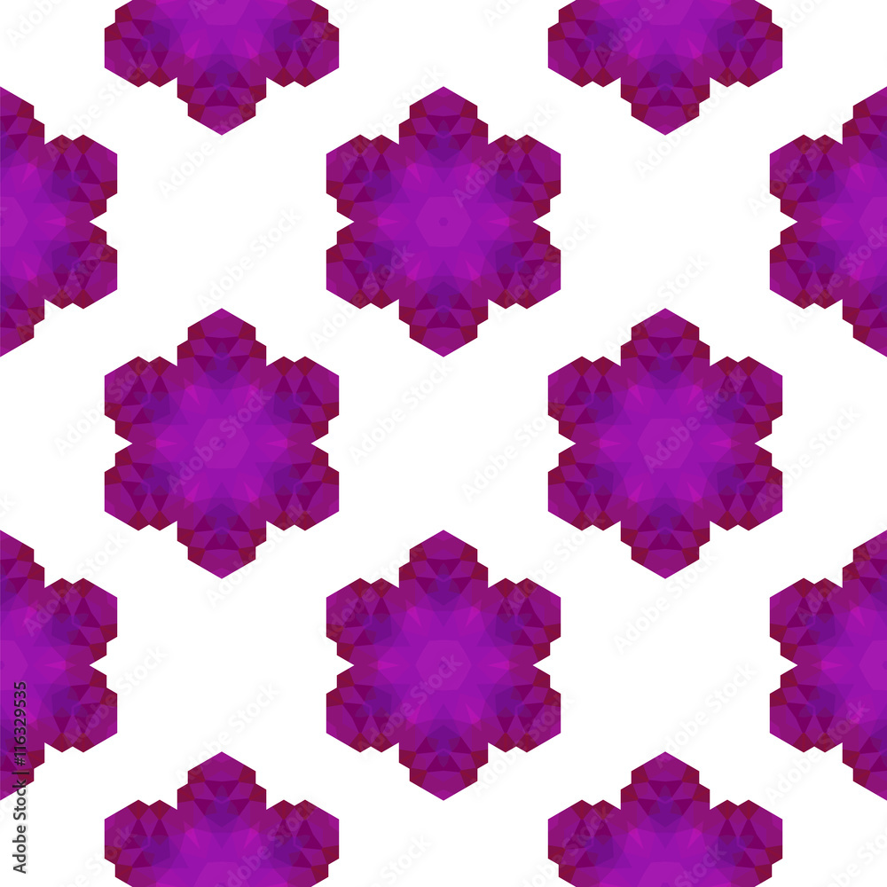 Seamless Pink Snowflake Pattern. Geometric Ornamental Background Seamless Pink Snowflake Pattern. Geometric Ornamental Background