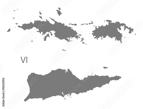 Fotótapéta US Virgin Islands Map grey