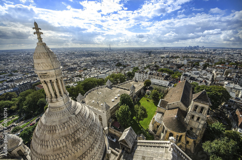 View of Paris from the Sacre Coeur in Montmartre hill