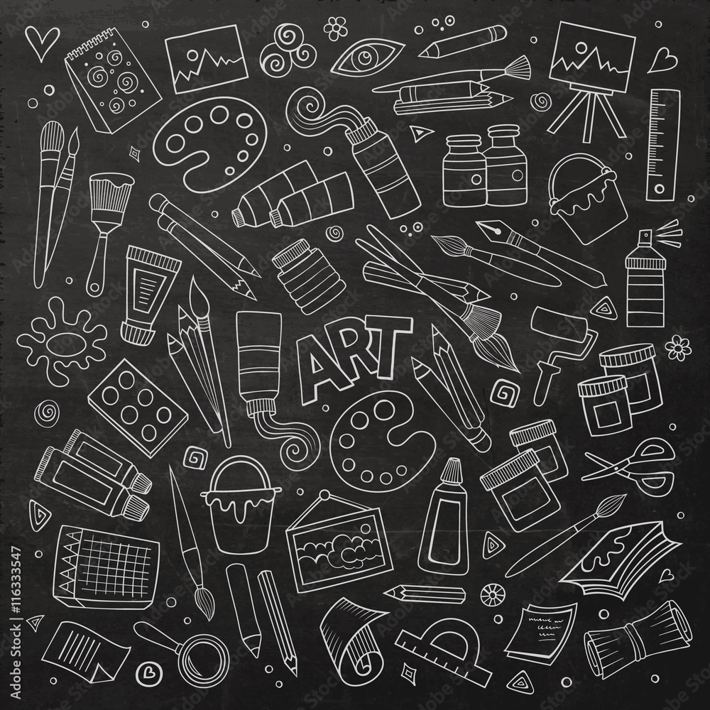 Art and craft hand drawn vector symbols and objects Art and craft hand drawn vector symbols and objects