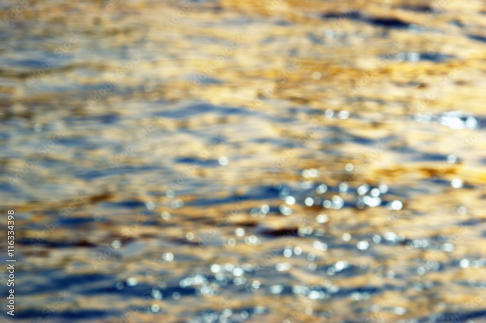 Picture is blurred water at sunset Picture is blurred water at sunset