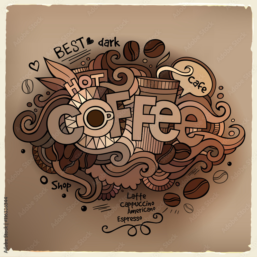 Coffee hand lettering and doodles elements Stock Vector | Adobe Stock