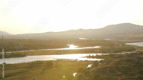 Panoramic view from Uplistsikhe, an ancient rock-hewn town near Gori in Georgia. photo