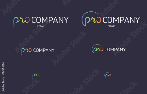 Letter pro color flat logo