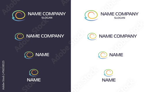 Pearl shell eyes colored line flat logo