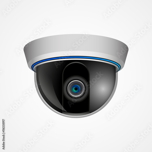 CCTV camera, vector illustration, isolated on white