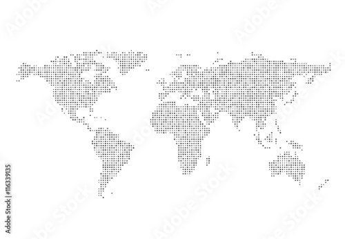 Abstract World map of dots. Vector illustration.