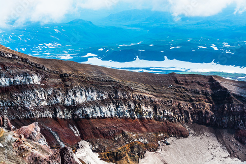 Crater of the volcano Goreliy on Kamchatka, Russia photo