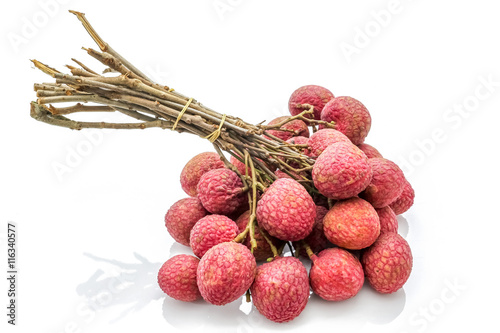 Isolated bunch of lychee on the white background