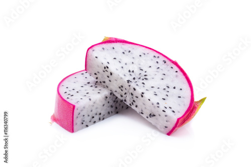 Vivid and Vibrant Dragon Fruit isolated on white background