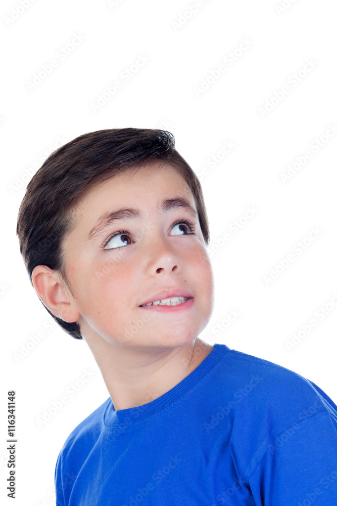Funny child with ten years old and blue t-shirt Funny child with ten years old and blue t-shirt