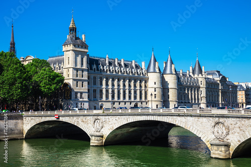 Pont au Change Bridge and Conciergerie Castle  Paris