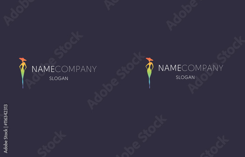Stylish woman in hat flat logo