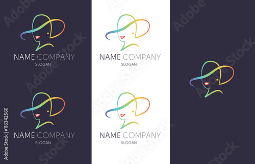 Woman in a hat smiling fashion ear flat logo