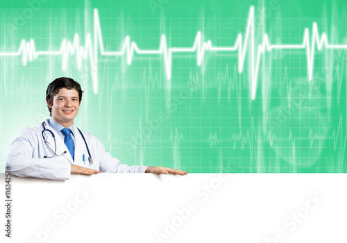 Doctor with banner