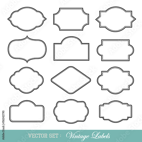 Set of vintage frames isolated on white. Vector illustration.