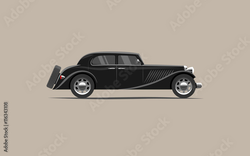 stylized retro car black sedan